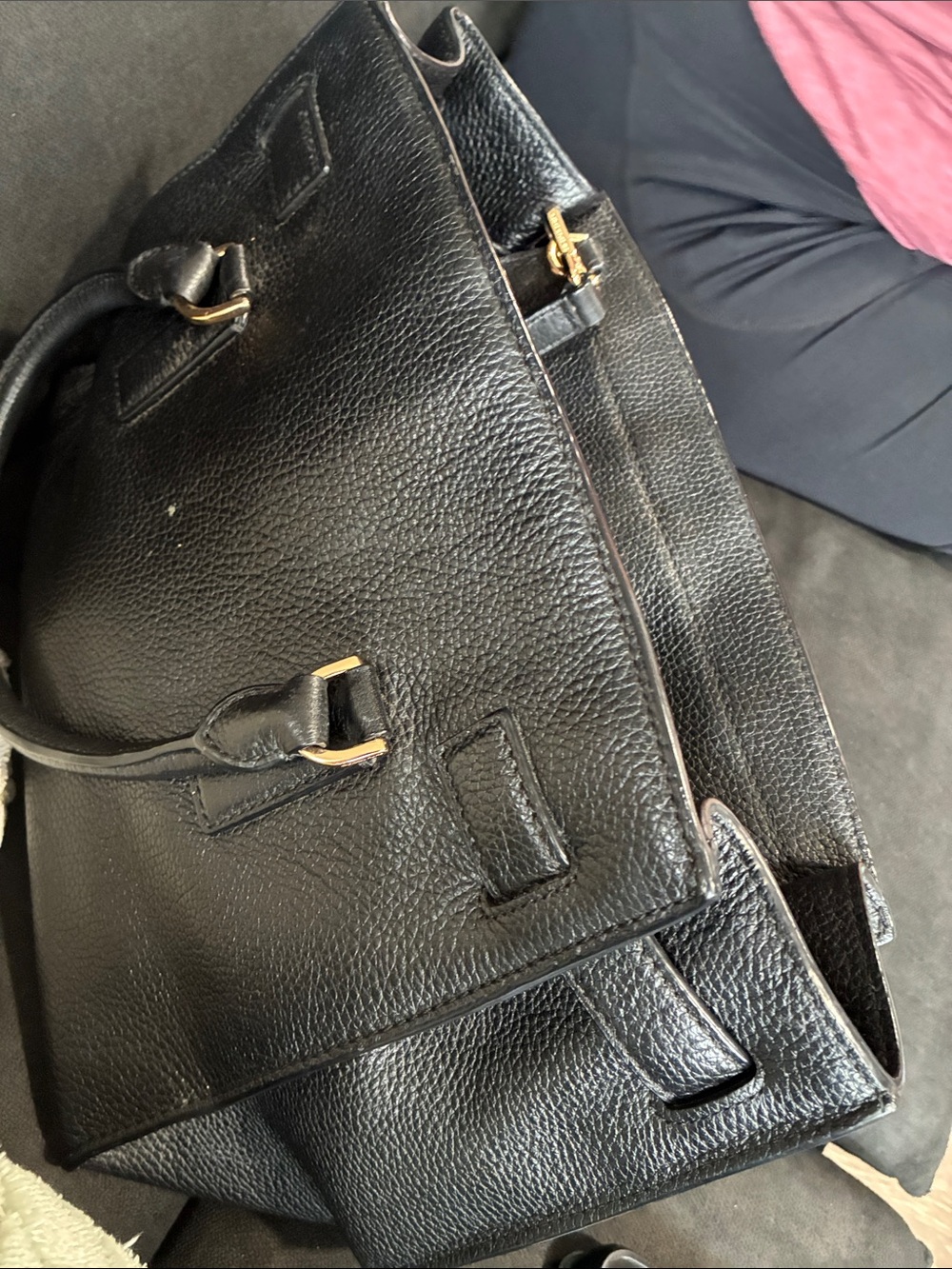 Michael Kors Black Pebbled Leather Satchel with Gold Hardware